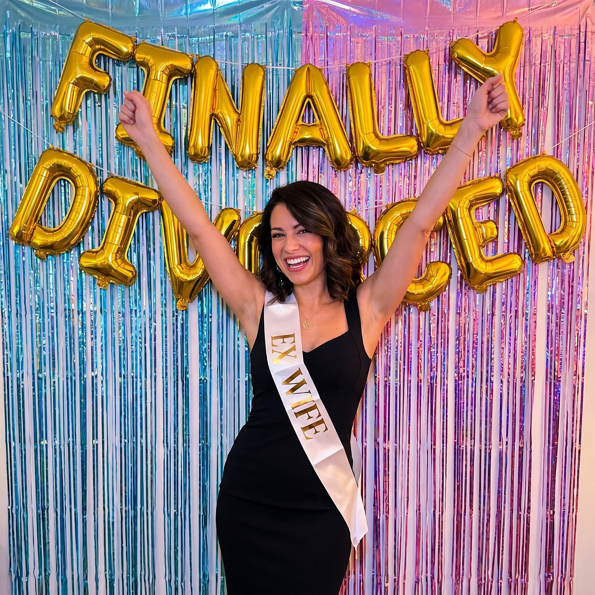 A woman celebrating her divorce