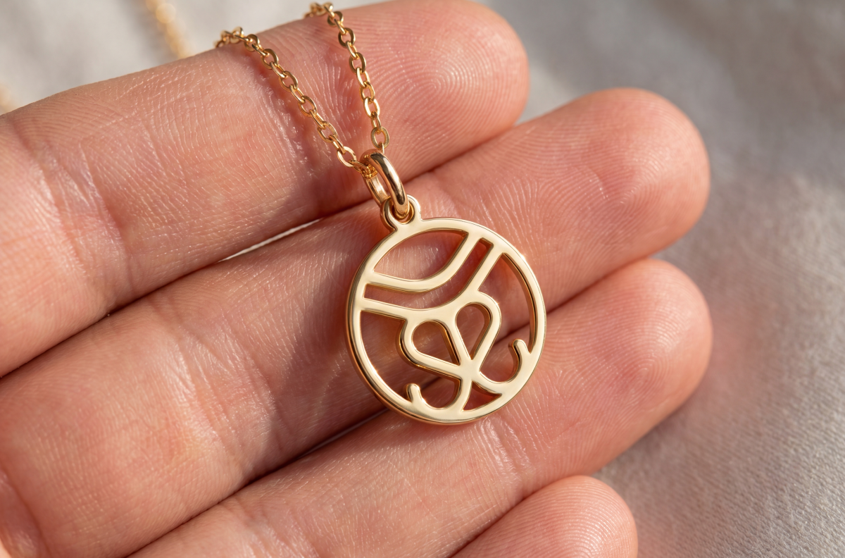 Charmlry monogram necklace worn