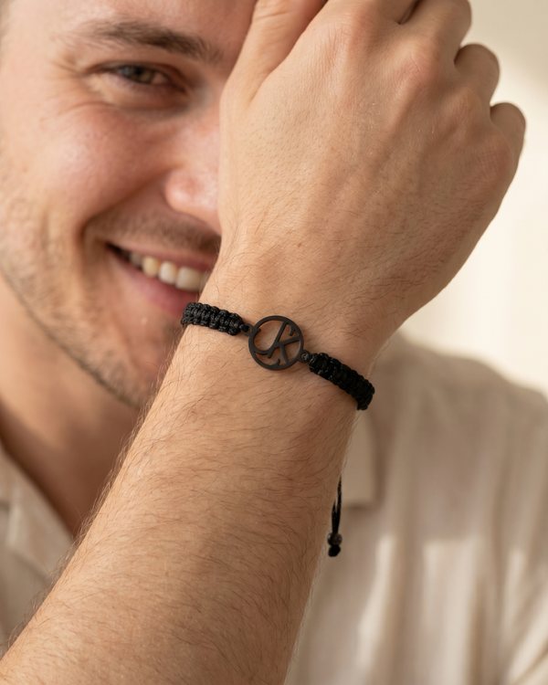 Mens Braided Cord Monogram Bracelet