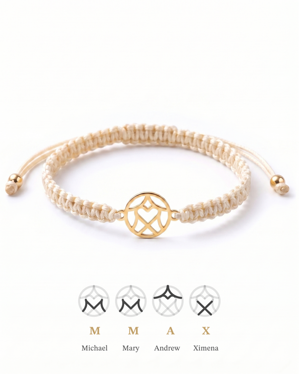 Womens Braided Cord Monogram Bracelet
