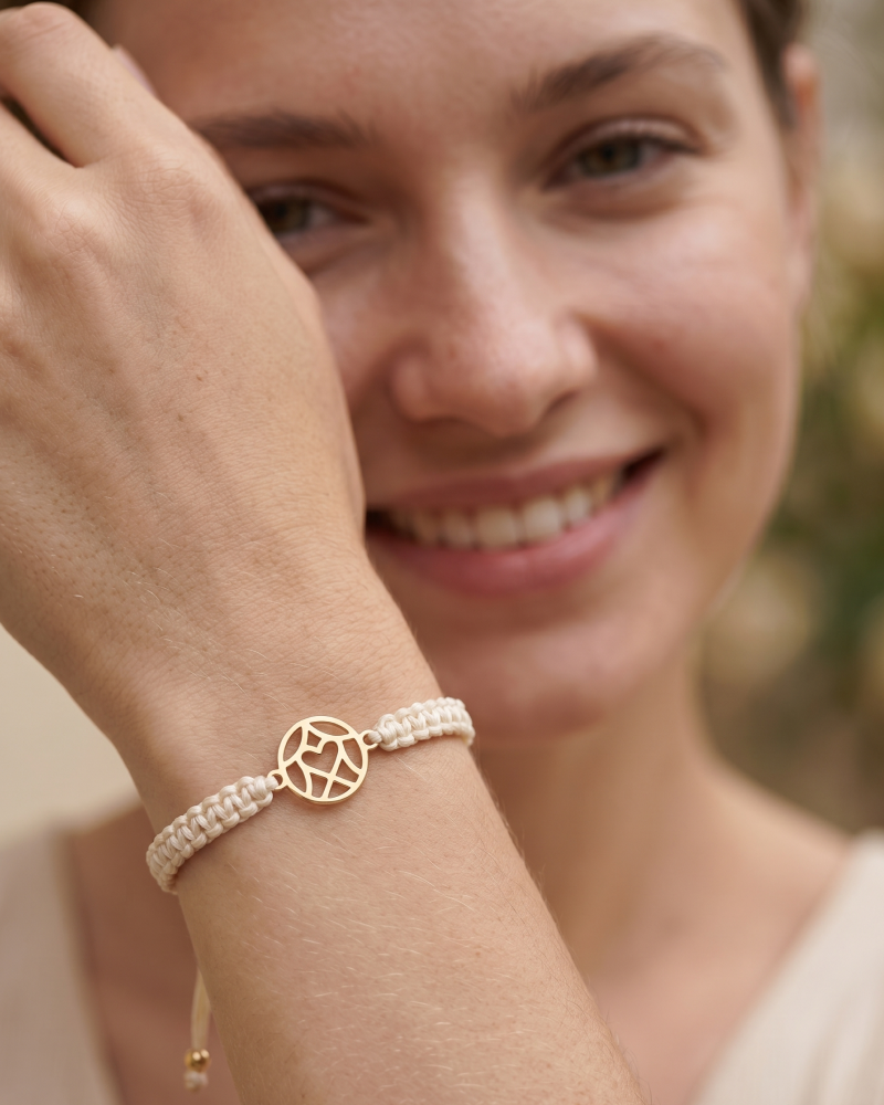 Womens Braided Cord Monogram Bracelet